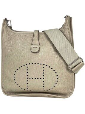 Hermes Evelyne 3 PM Punching H Logo Shoulder Bag Taurillon Clemence Beton